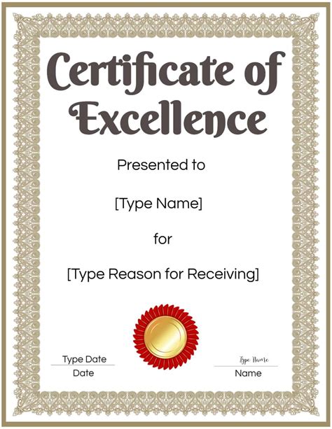 Award Of Excellence Template - prntbl.concejomunicipaldechinu.gov.co