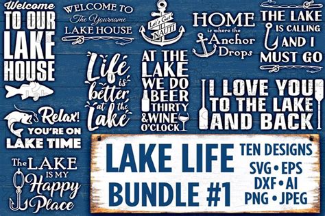 Lake Life Svg Bundle Set 1 SVG Files - Lake Signs Svg Files