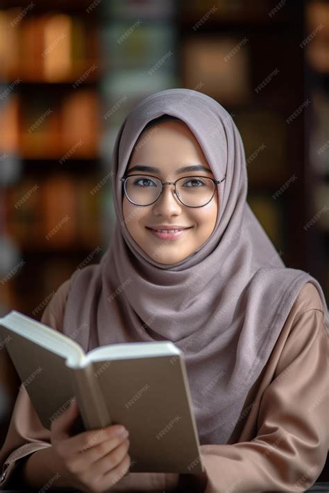 Premium Photo | A girl reading a book in a library