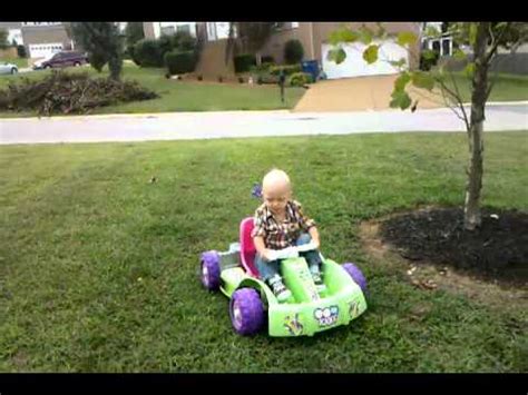Hunter rides his first powerwheels! - YouTube