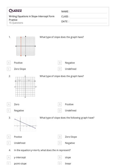 50+ Slope-Intercept Form worksheets for 6th Grade on Quizizz | Free & Printable