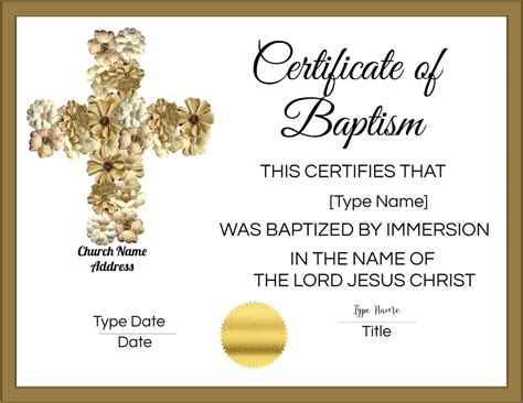 Downloadable Free Baptism Certificate Template