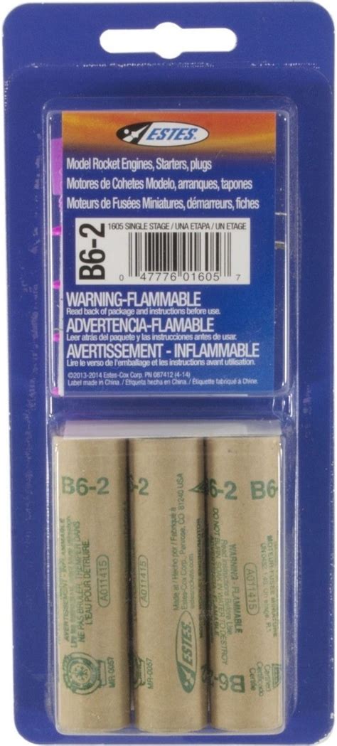 Estes 18mm Model Rocket Motors Single Use B6-2(3pk) EST 1605