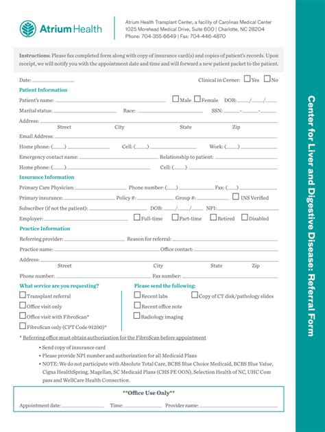 2019 Atrium Health Center for Liver and Digestive Disease: Referral Form Fill Online, Printable ...