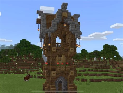 A Watch Tower I made. With a tutorial below! | Minecraft wall, Minecraft fort, Minecraft blueprints