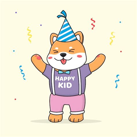 Premium Vector | Happy birthday shiba inu