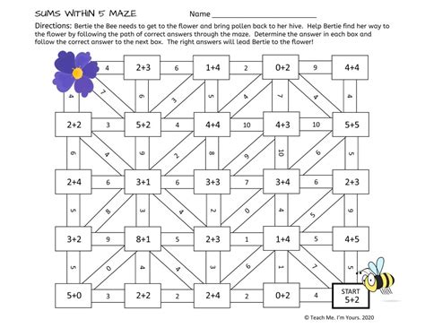 Addition Math Maze for Kindergarten | Teach Me. I'm Yours.