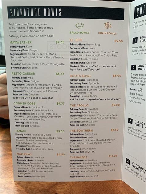 Menu at Roots Natural Kitchen restaurant, State College