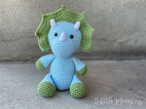 5 Little Monsters: Crocheted Triceratops