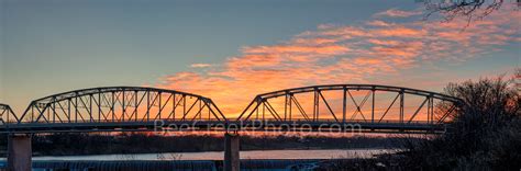 Llano River Bridge Sunset Pano