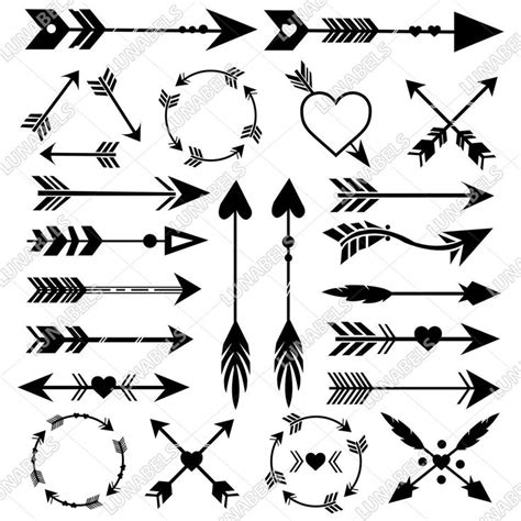 various arrows and hearts are shown in the shape of an arrow, which can be used as