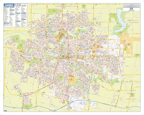 London, Ontario Wall map - Page Size: 34.5 x 27.5 in - Shop Online at WorldOfMaps.com