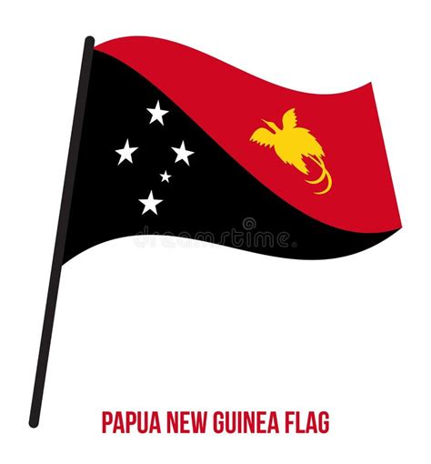 Papua New Guinea Flag Waving Vector Illustration on White Background. Papua New Guinea National ...