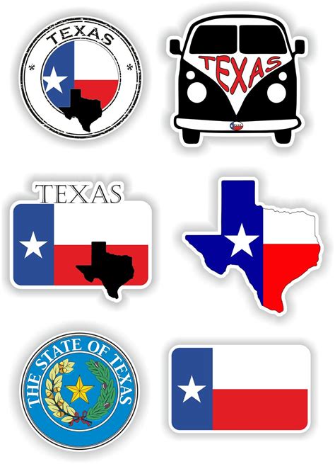 Texas Set of Stickers for Laptop Book Water Bottle Fridge Guitar Motorcycle Helmet Toolbox Door ...