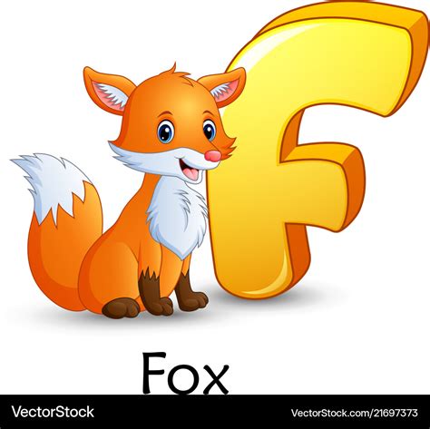 Letter f is for fox cartoon alphabet Royalty Free Vector