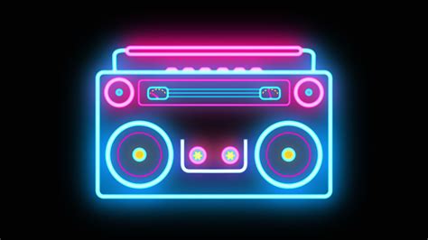 Abstract Neon Retro Boombox Music Tape Recorder Radio | Neon, Boombox ...