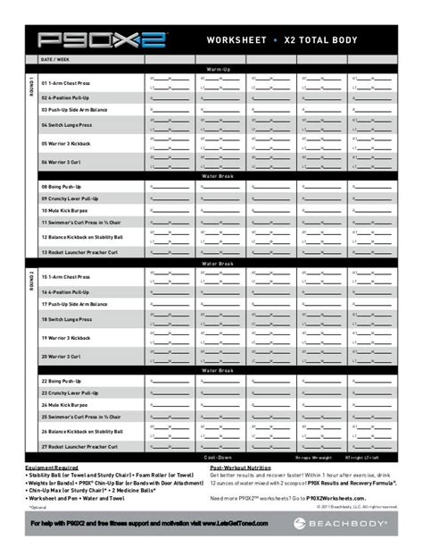 P90X2 Workout Sheets | Blog Dandk