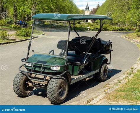 Golf Cart on the Track in the Park. Stock Photo - Image of outdoor, electric: 246608334