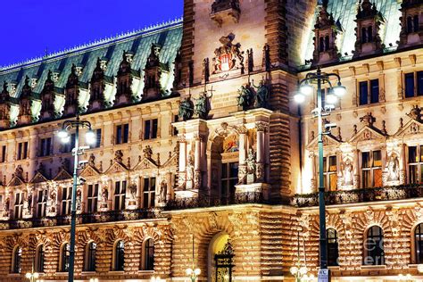 Hamburg Rathaus Facade at Night Photograph by John Rizzuto - Fine Art America