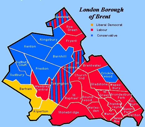 Brent Map Region Political | Map of London Political Regional