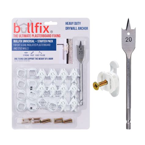 Buy Bullfix 'Universal' 'Starter' 10 Pack - Heavy Duty Plasterboard Fixings, Drywall Anchor for ...