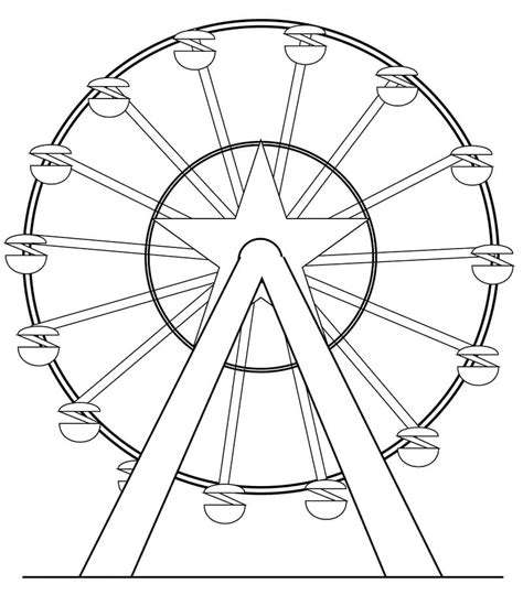 Circus Ferris Wheel Coloring Page - Free Printable Coloring Pages for Kids