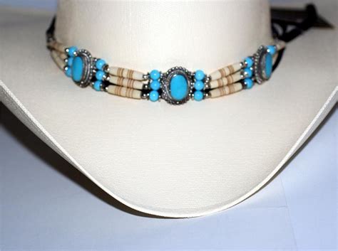 SOUTH WESTERN NATIVE AMERICAN COWBOY Blue Turquoise Beaded BELT HAT ...