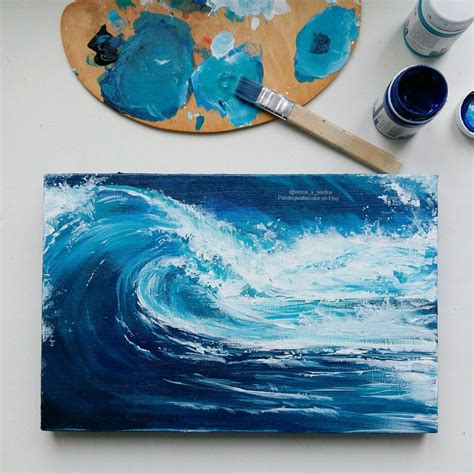 Orinal painting Blue sea, Sea acrylic painting canvas beach hand paint ...