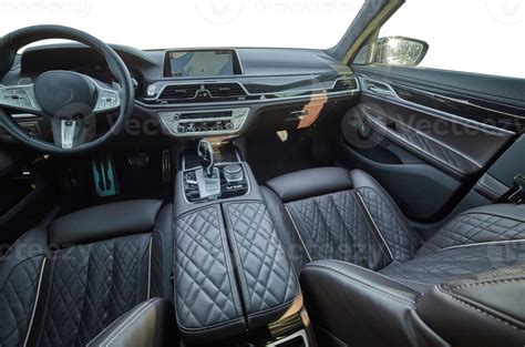 Inside moden car background, luxury car interior with blank white ...