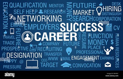 Career and Job Success Concept on blue background Stock Photo - Alamy