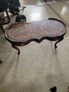 Antique table with glass top, cracked glass - Advantage Auction