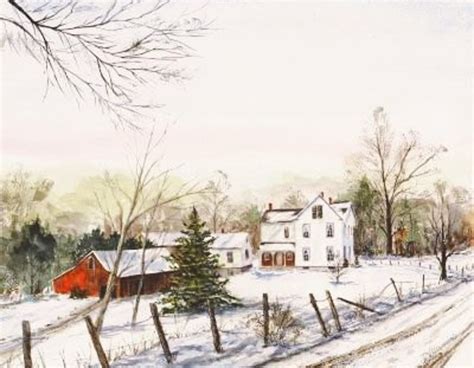 Farmhouse Winter Scene Watercolor Print, Giclee of Original Artwork ...