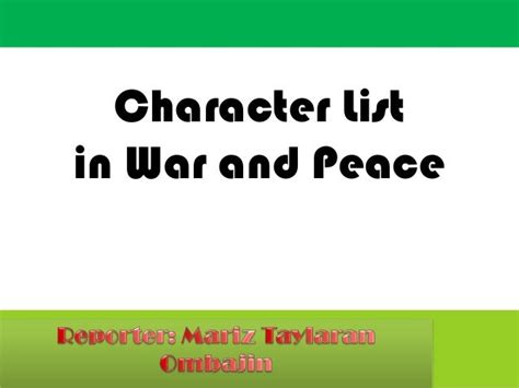 Characters of war and peace