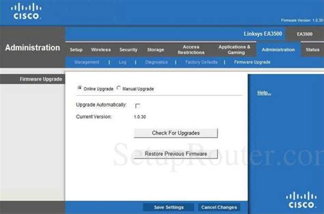 Linksys EA3500 Screenshot Firmware Upgrade