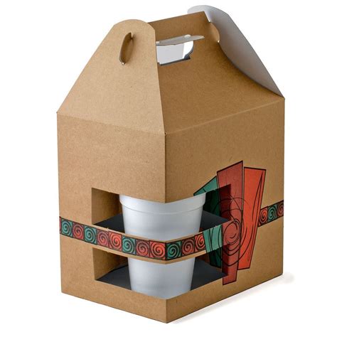 8" x 6" x 8" Barn Take Out Lunch Box / Chicken Box with Cup Holder and ...