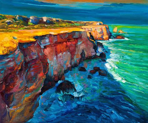 Ocean Cliffs Oil Painting Sailcloth Print | Landscape paintings, Oil painting nature, Modern ...
