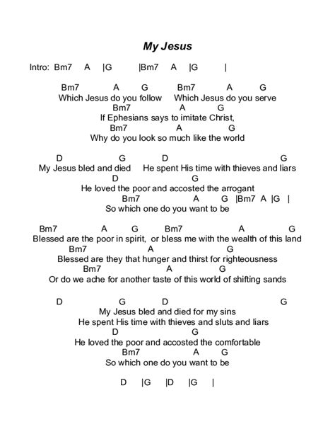 My Jesus Chords PDF (Todd Agnew) - PraiseCharts