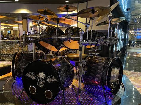 A drum kit played by the late Jimmy “The Rev” Sullivan of Avenged ...