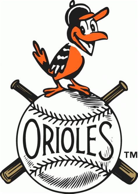 Baltimore Orioles Primary Logo (1954) - A smiling oriole perched on a ...