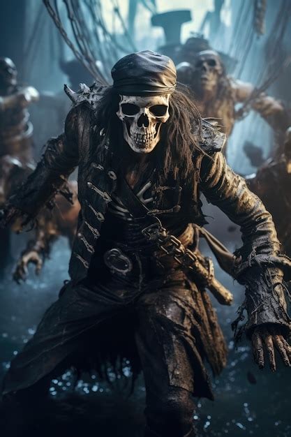 Premium AI Image | skeleton pirates jump run to fight