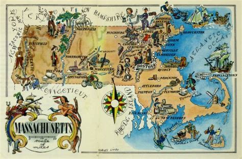 Massachusetts Pictorial Map, 1946