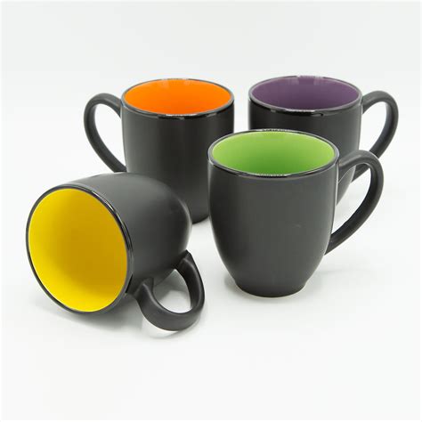 14 Oz. Ceramic Bistro Coffee Mug, Set of 4 Assorted Colors - ecodesign-us