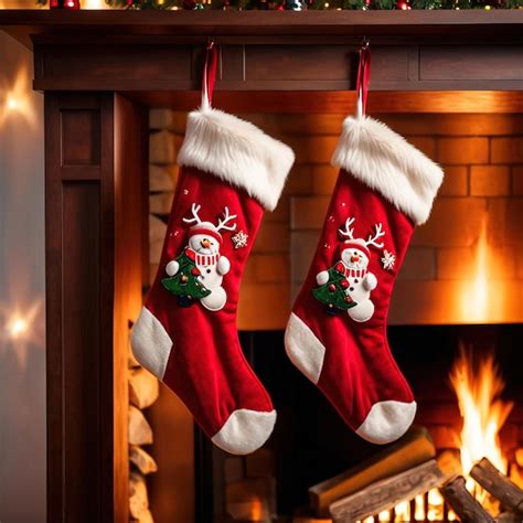 Premium AI Image | christmas stockings on fireplace