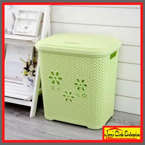 PLASTIC RATTAN LAUNDRY BASKET WITH COVER / RATTAN STORAGE BASKET/TOY OR ...