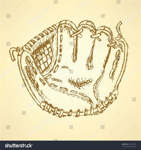 Sketch Baseball Glove Vector Vintage Background Stock Vector (Royalty ...