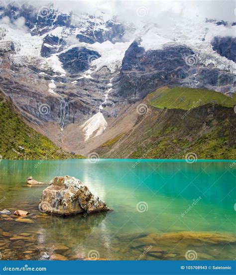 Humantay Lake in Peru on Salcantay Mountain in the Andes Stock Image ...