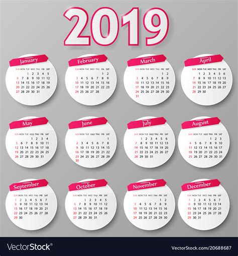 Calendar design Royalty Free Vector Image - VectorStock