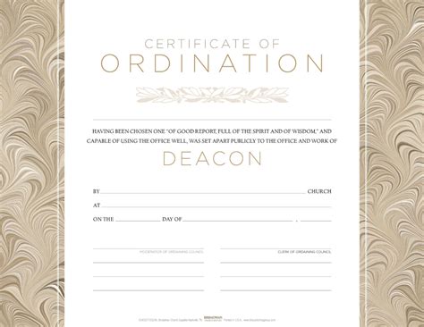 Deacon Ordination Flat Certificate (Pkg 6) - B&H Publishing