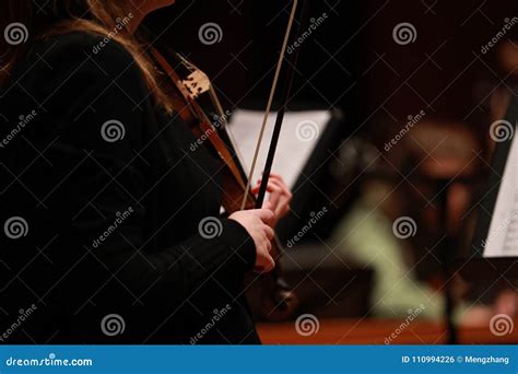 Classical Music. Violinists in Concert. Stringed, Violinist.Closeup of Musician Playing the ...