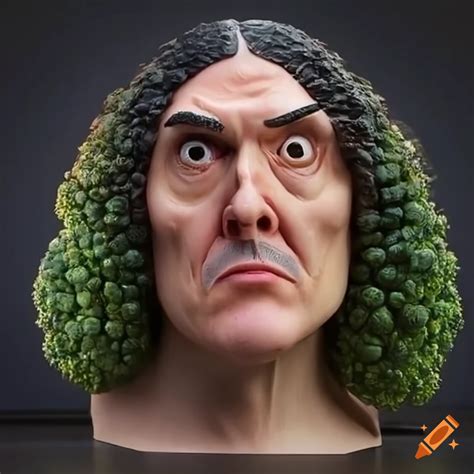 Hyper-realistic sculpture of weird al yankovic as broccoli on Craiyon